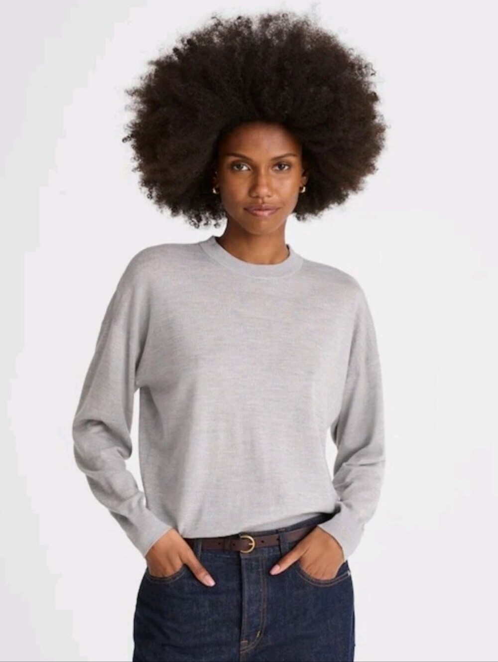 Madewell Drop-Shoulder Sweater in Merino Wool NY911 Size M Gray